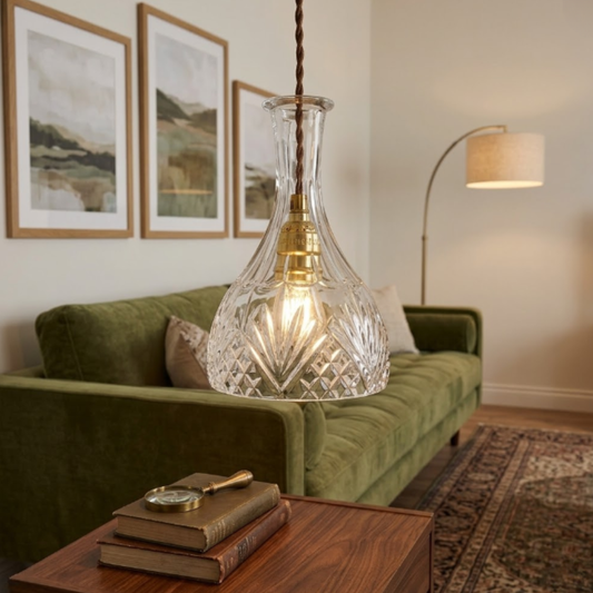 Modern Decanter Cut Glass Pendant Light - Vintage Bottle Style Hanging Lamp