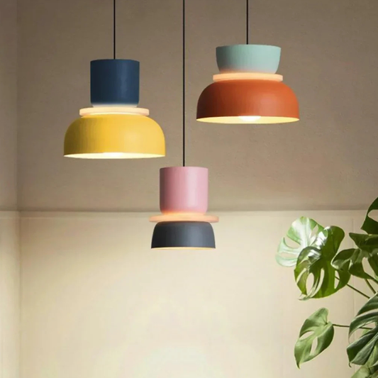 Hängelampe mit gestapelter Schale und mattem Finish – Nordischer geometrischer Stil