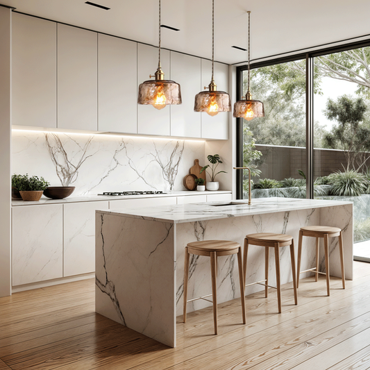 Hammered Glass Pendant Light with Rippled Texture - Vintage Brass Style