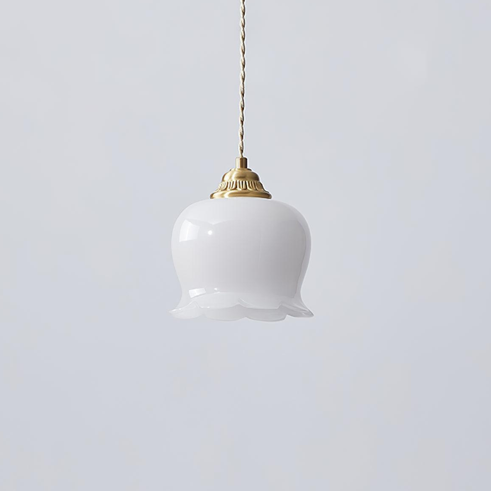 Floral Resin Hanging Lamp with Brass Hardware - Vintage Inspired