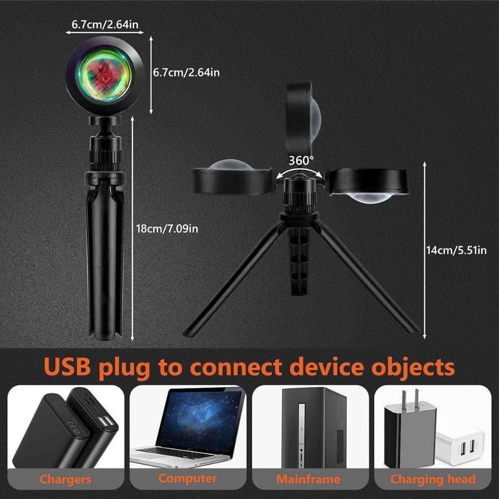 LED Sonnenuntergangslicht-Projektor mit Fernbedienung – 16 Farbwechsel Ambientebeleuchtung