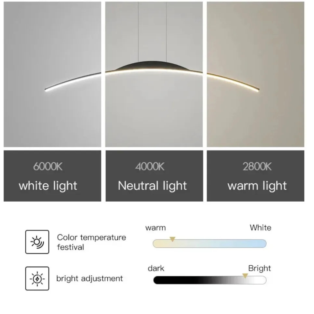Linear Arch Pendant Light with Minimalist Curve - Contemporary Industrial