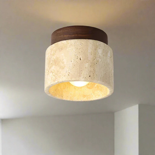 Modern Stone Ceiling Light - Travertine Flush Mount