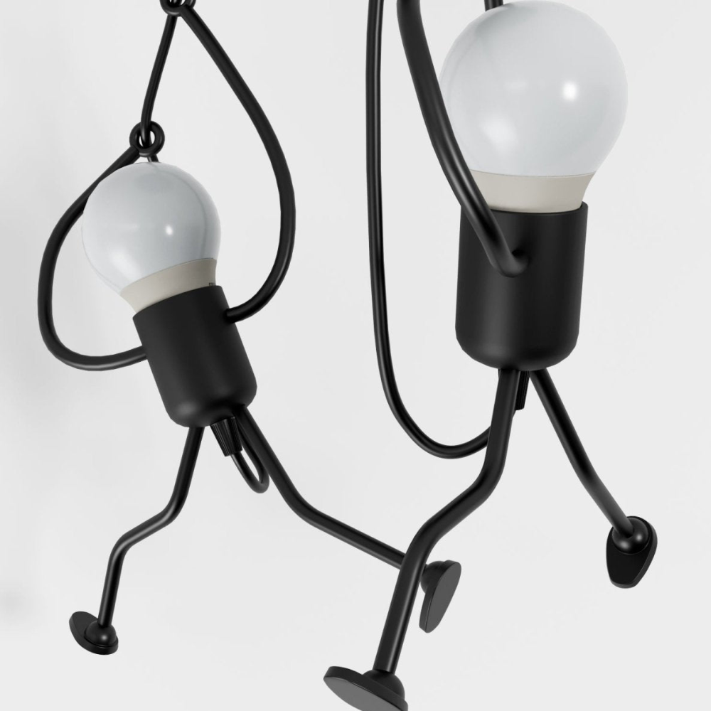 Pendelleuchte mit Eisenfigur-Rahmen – Modern Mid Century Industrial