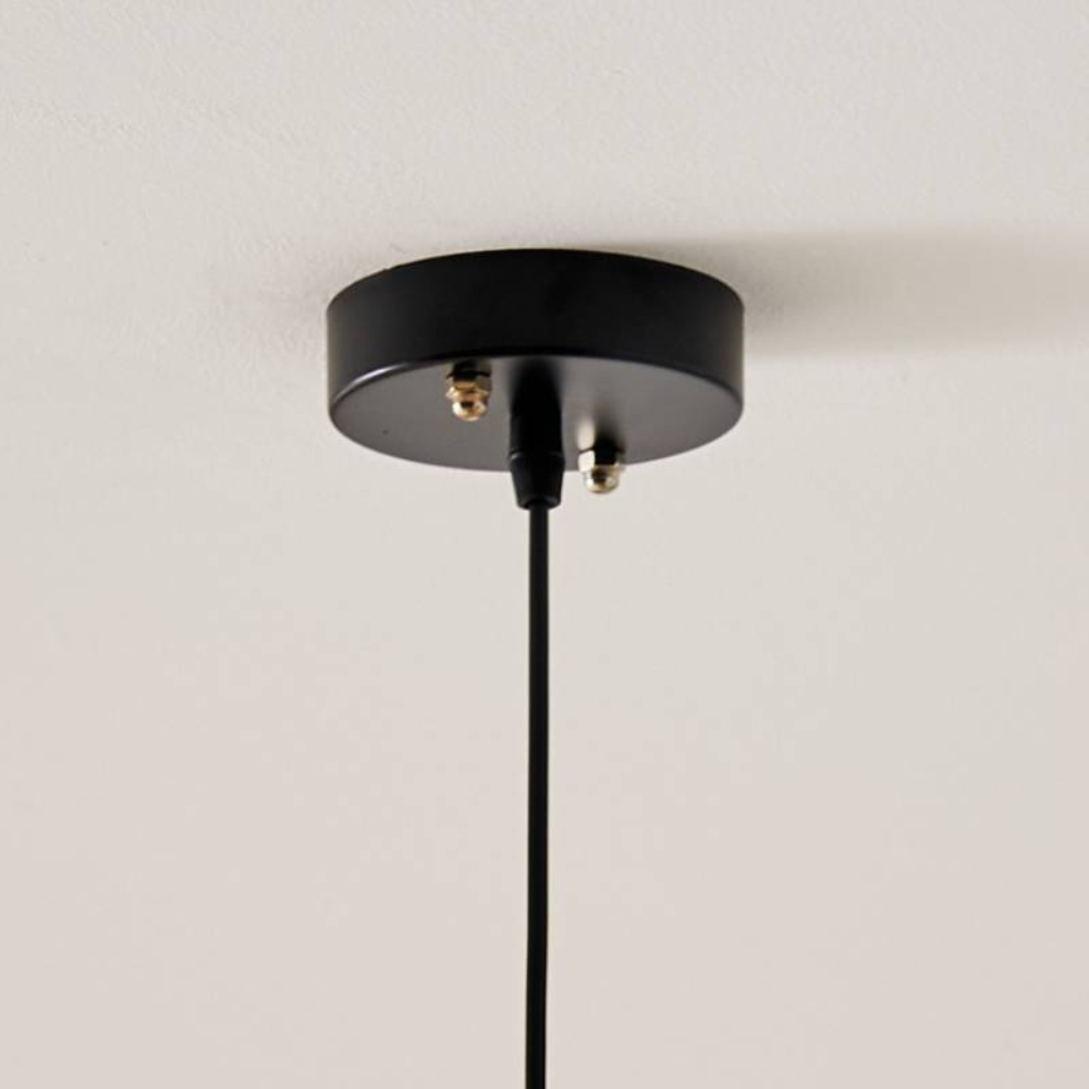 Scalloped Fabric Pendant Lamp - Modern Boho Beige Striped Ceiling Light