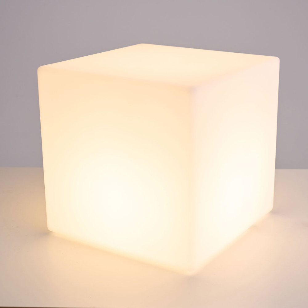 LED Cube Side Table and Glowing Accent Light - Modern Geometric