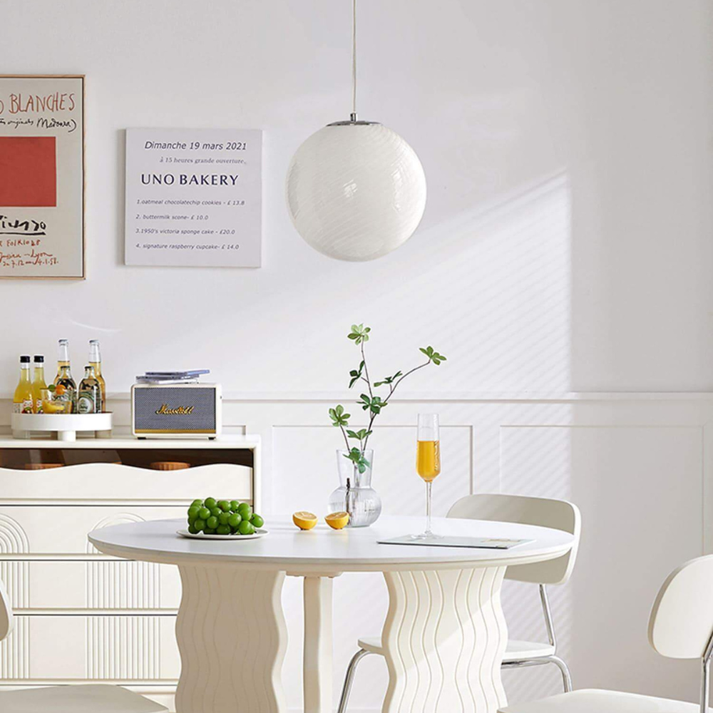 Colored Glass Globe Hanging Lamp with Swirled Pattern Modern Style