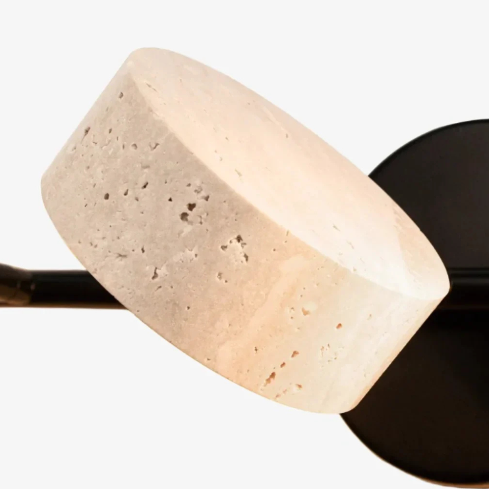 Appliques LED pour coiffeuse avec têtes rotatives et pierre de travertin - Architecturales