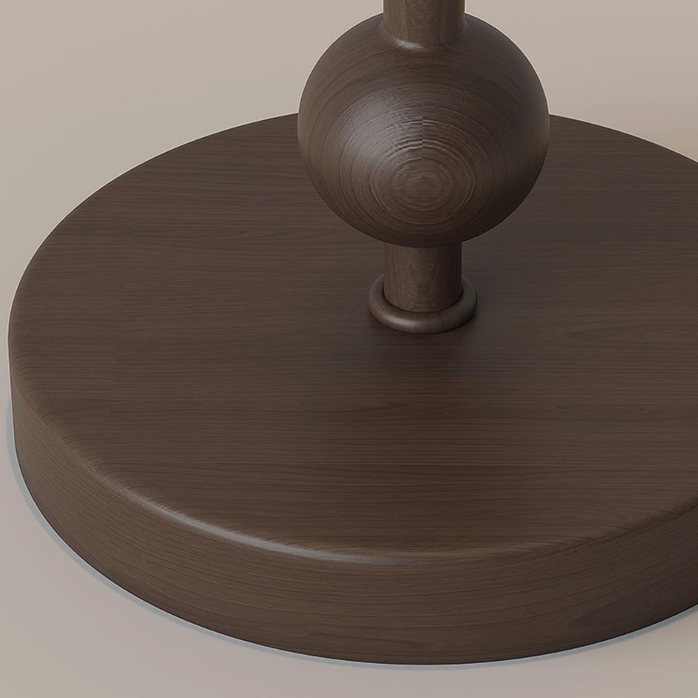 Floor Lamp with Stacked Wooden Spheres and Fabric Drum Shade