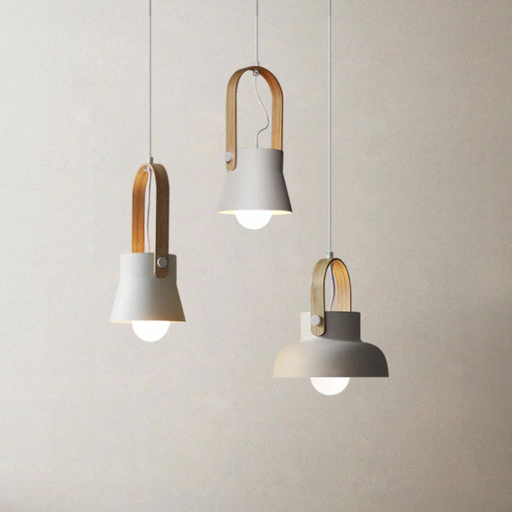 Modern Wood-Toned Handle Pendant Light - Nordic Tapered Pendant Lights