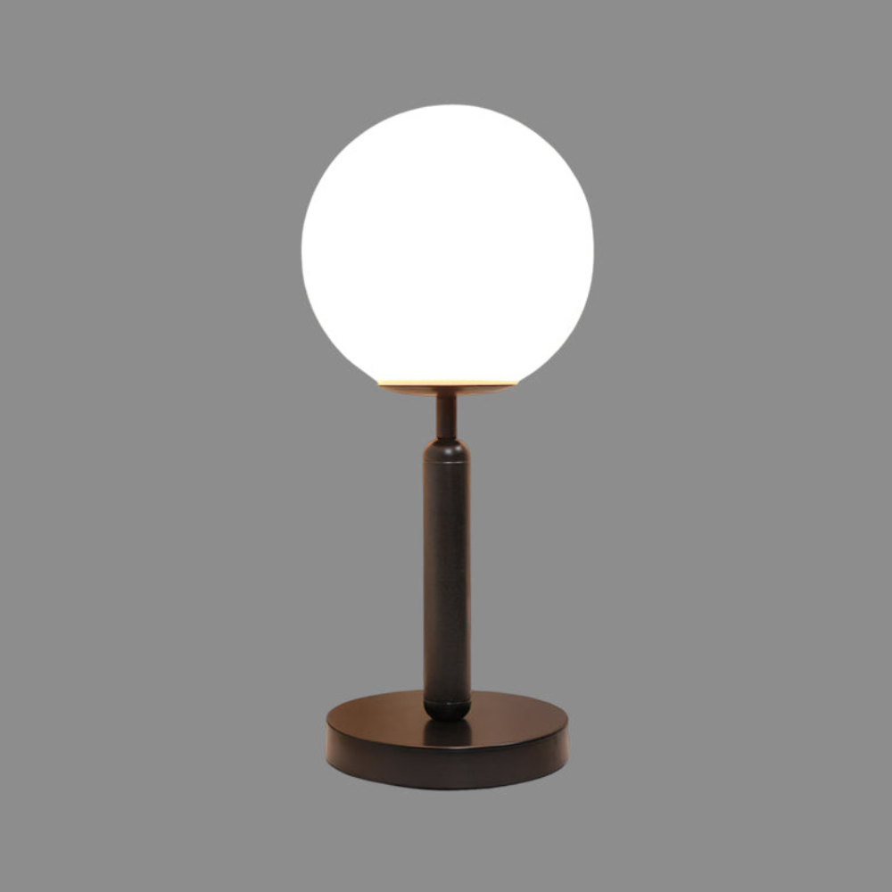 Modern Globe Table Lamp with Pill-Shaped Post - Mid-Century Orb Desk Light