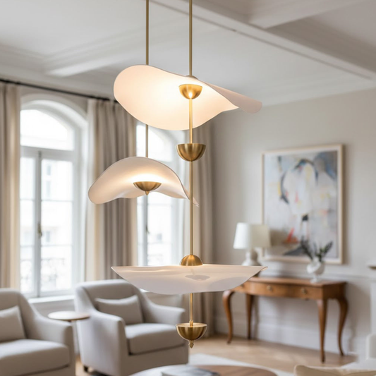 Suspension Moderne à Ailes Ondulées - Lampe Suspendue Ruban Flottant Sculpturale