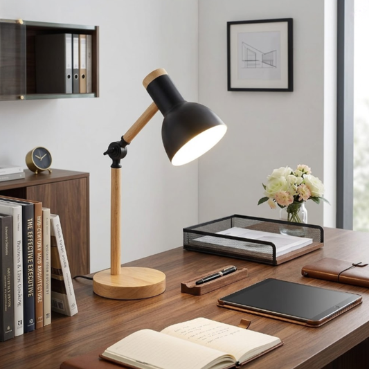 Adjustable Wood Desk Lamp - Modern Scandinavian Task Light