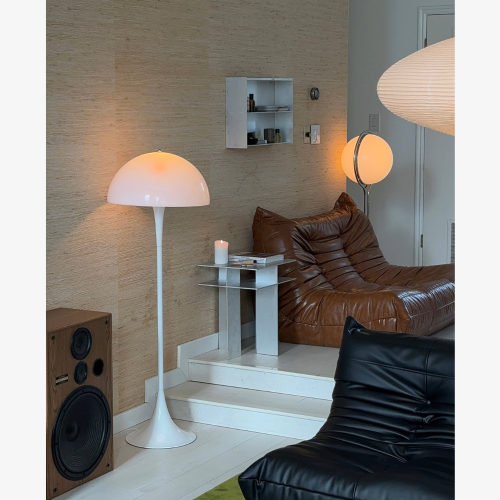Modern Floor Lamp with Dome Shade and Trumpet Base - Scandinavian Style