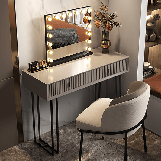 Hollywood style vanity mirror with LED Bulbs and Titanium Frame - High Modern