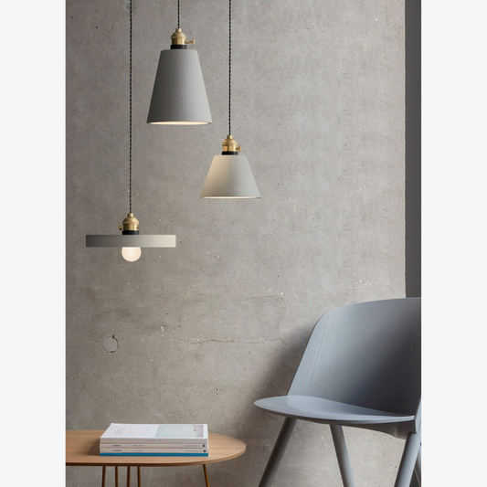 Suspension Géométrique Moderne en Béton - Lampe Suspendue Silhouette Industrielle en Ciment