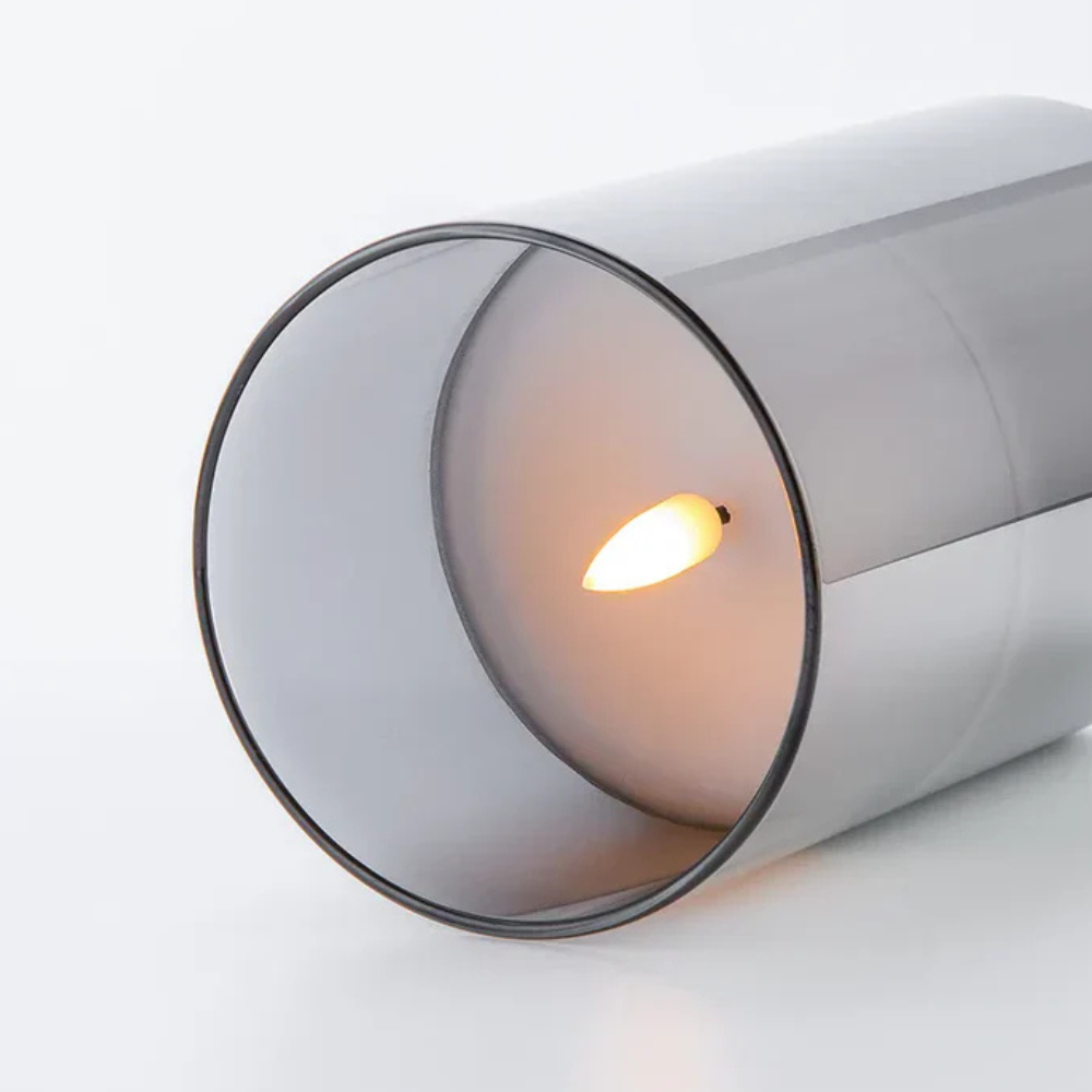 Battery Operated Moving Wick Candles - Minimalist Smoky Glass Set of 3