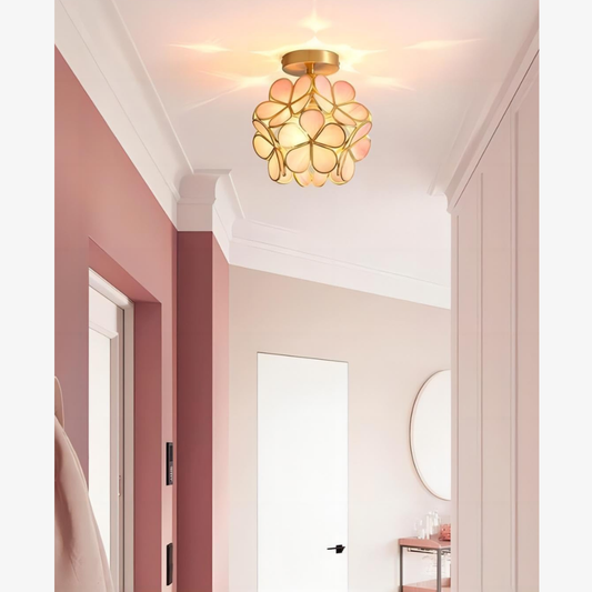 Floral Flush Mount Ceiling Light - Petal Design Acrylic Globe