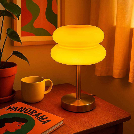 Table Lamp with Macaron Glass Shade - Modern Mid Century Aesthetic