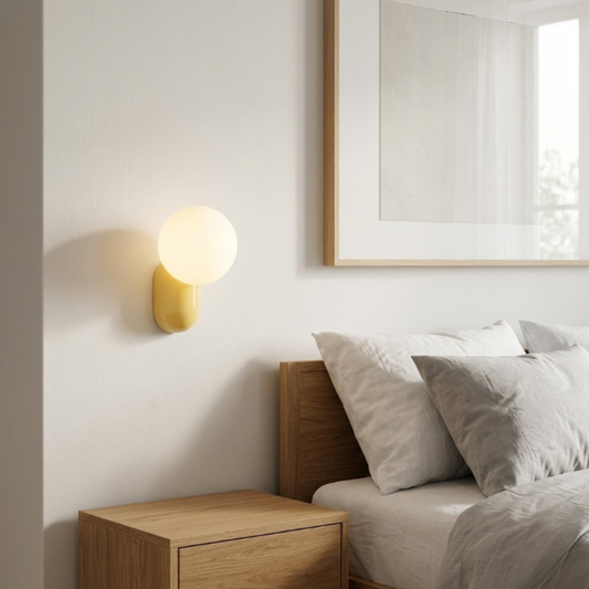 Architectural Spherical Glass Wall Sconce - Minimalist Rounded Resin Wall Light