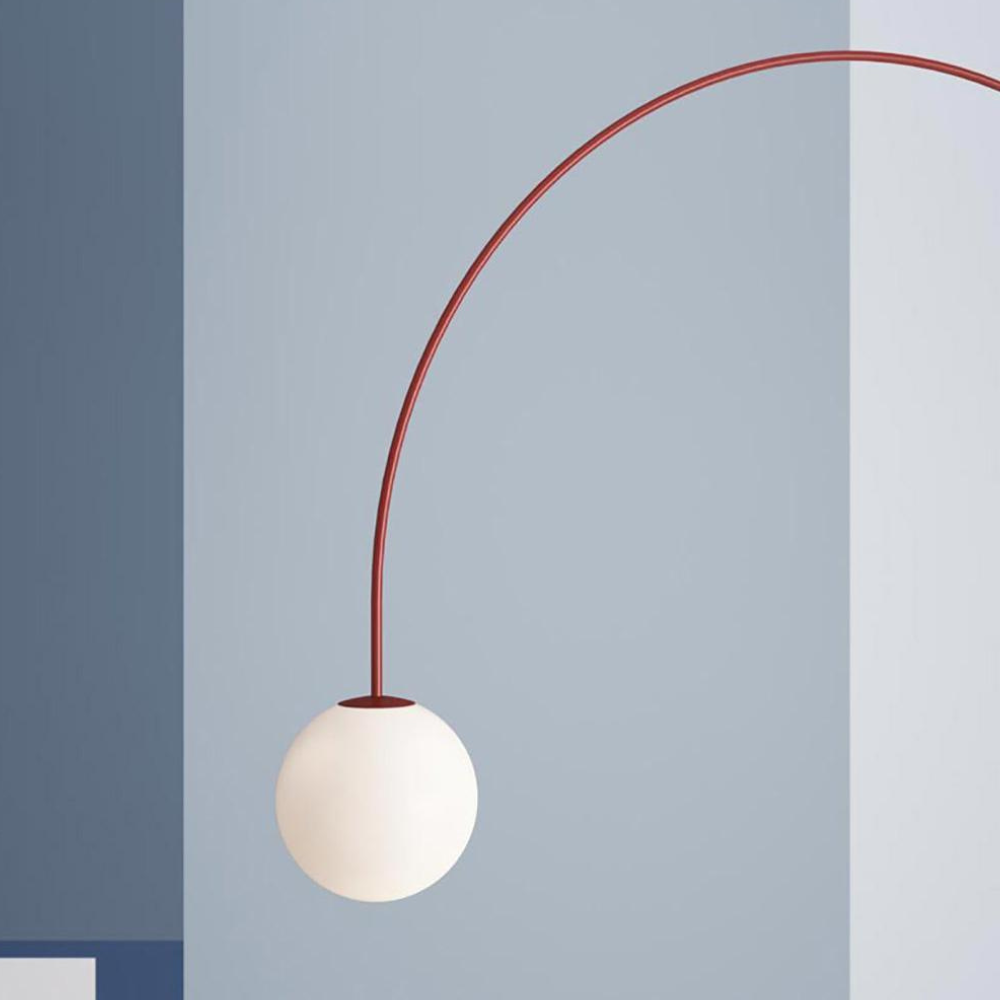 Chandelier with Arched Arms and Frosted Globes - Modern Mid Century