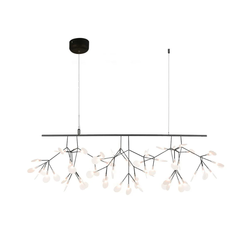 Sputnik-Kronleuchter mit Acryl-Glühwürmchenblättern – Modernes botanisches Licht