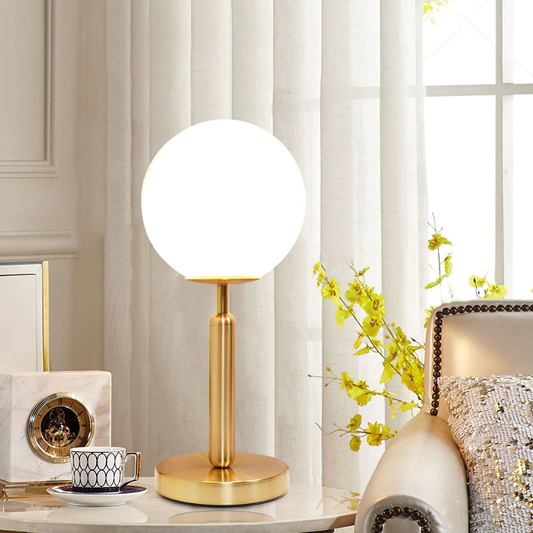 Lampe de table globe moderne avec pied en forme de pilule - Lampe de bureau orb mid-century