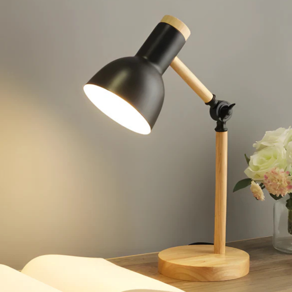 Adjustable Wood Desk Lamp - Modern Scandinavian Task Light