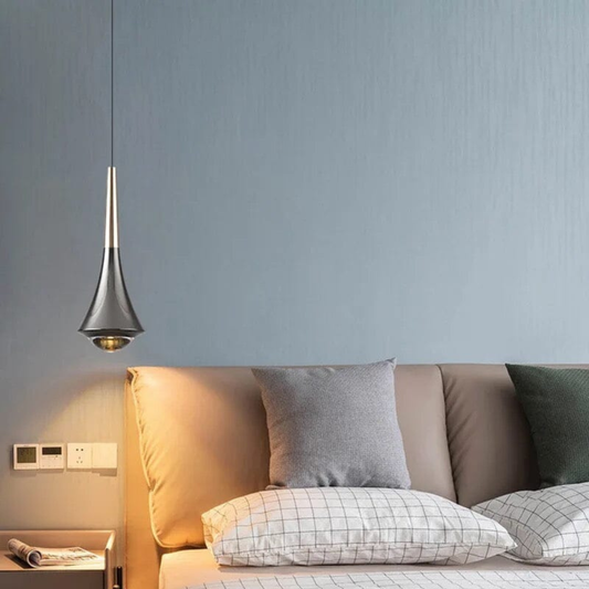 Teardrop Aluminum Pendant Light with Glass Base - Modern Water Drop Design