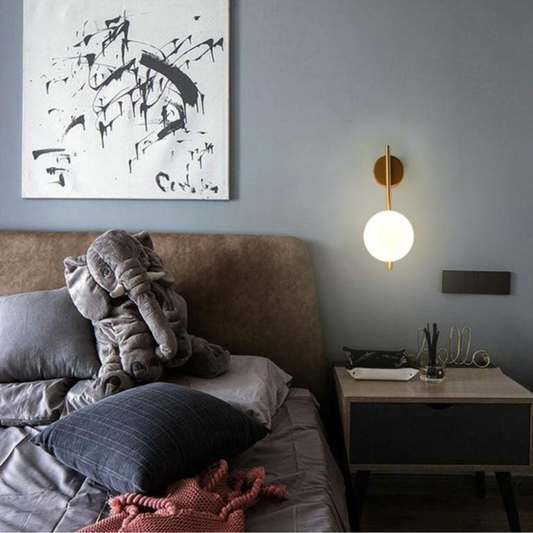 Linear Glass Globe Wall Sconce with Frosted Orb - Modern Nordic Style