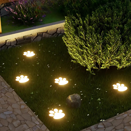 Solar Powered Paw Print Garden Lights - LED Outdoor Path Decor