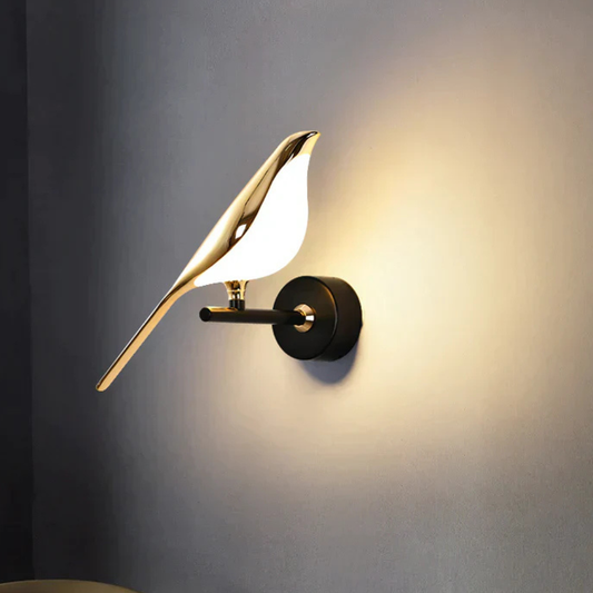 Bird Shape LED Wall Lamp - Nature Inspired Gold and Black Sconce