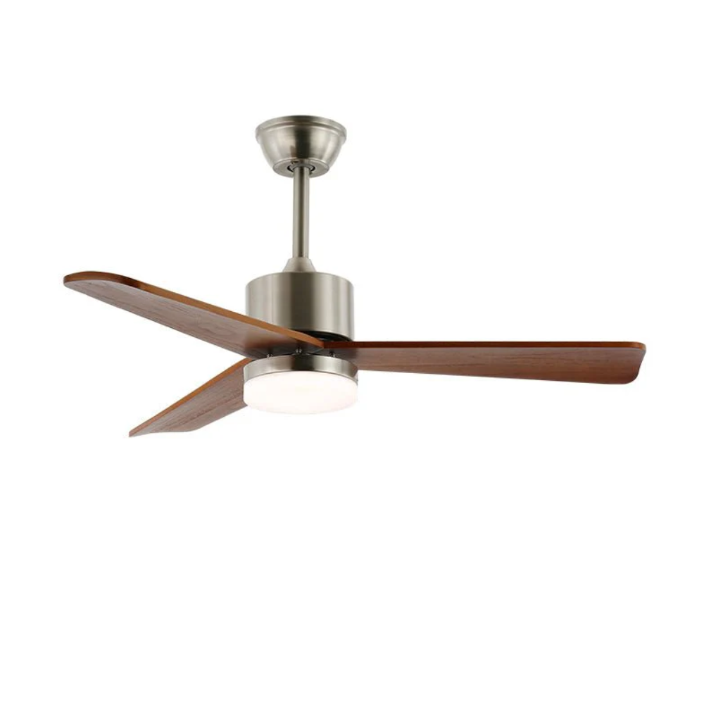 Led Ceiling Fan in Metal and Wood with 6 Speed Remote - Modern Design