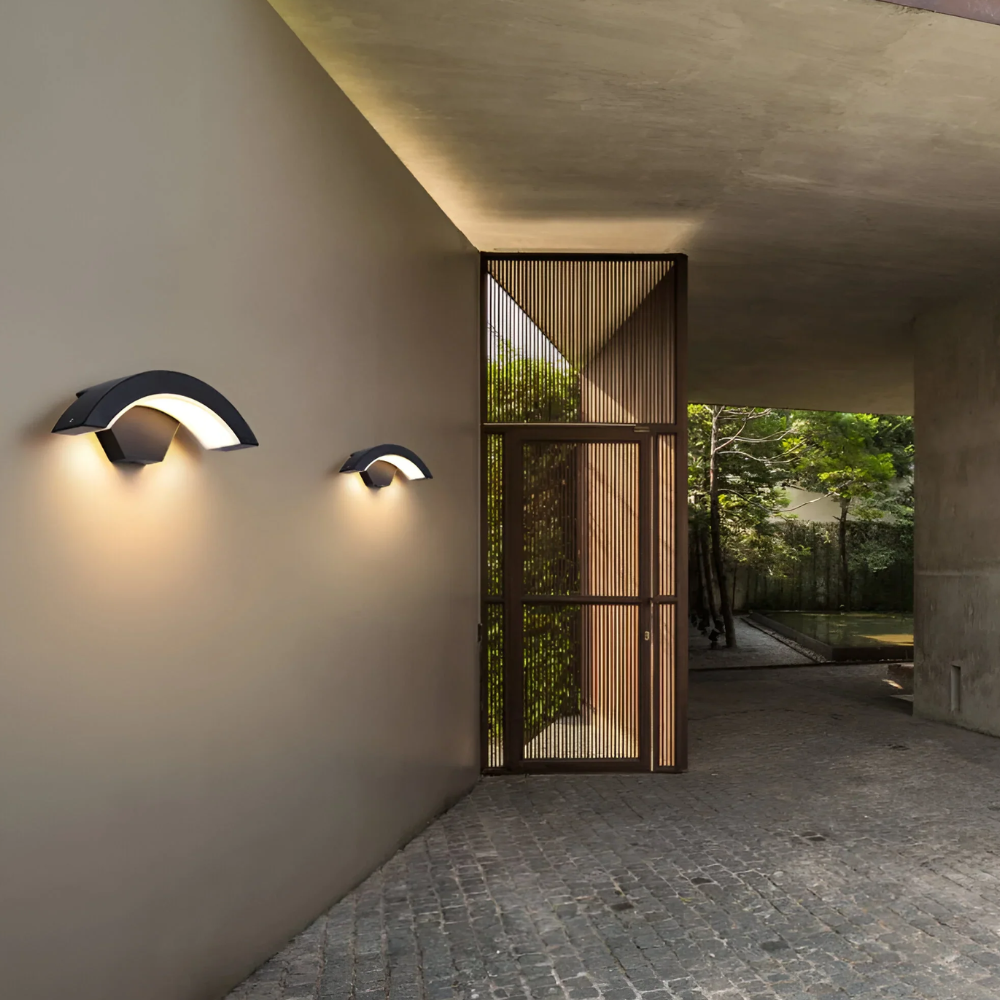 Outdoor Wall Light with Motion Sensor - Arched Modern Design