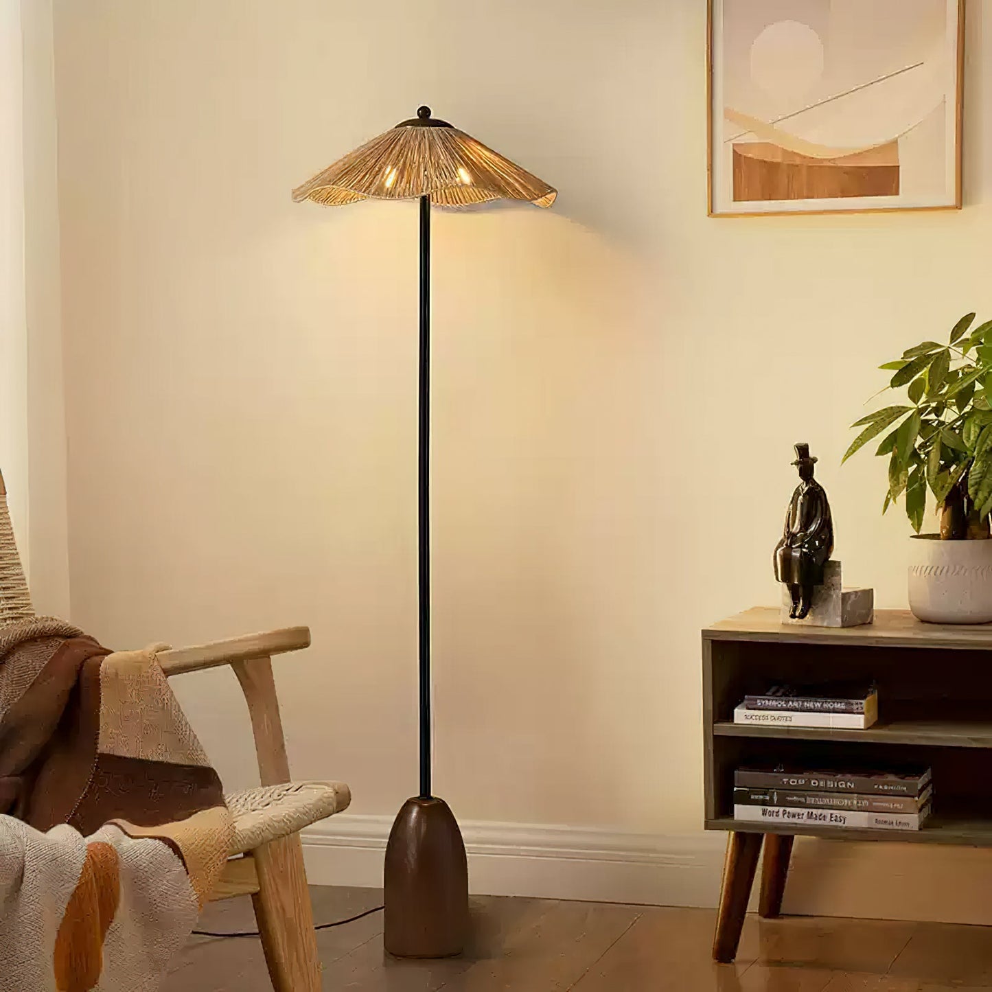 Parasol Rattan Floor Lamp