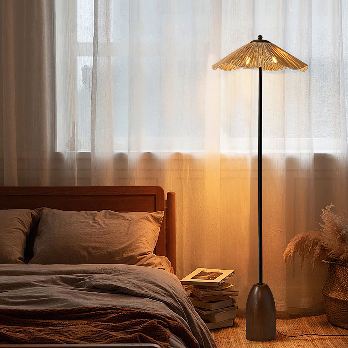 Parasol Rattan Floor Lamp