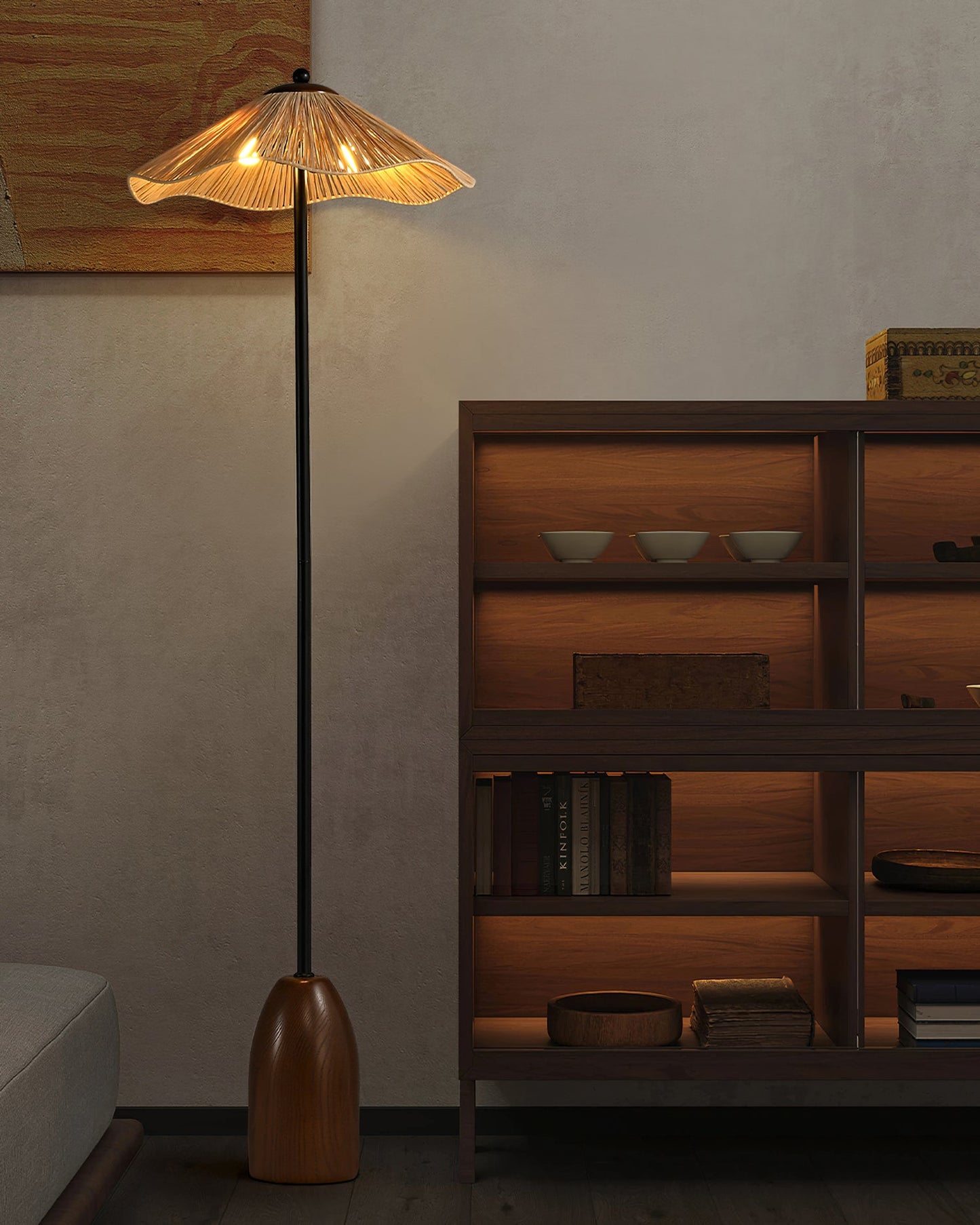 Parasol Rattan Floor Lamp