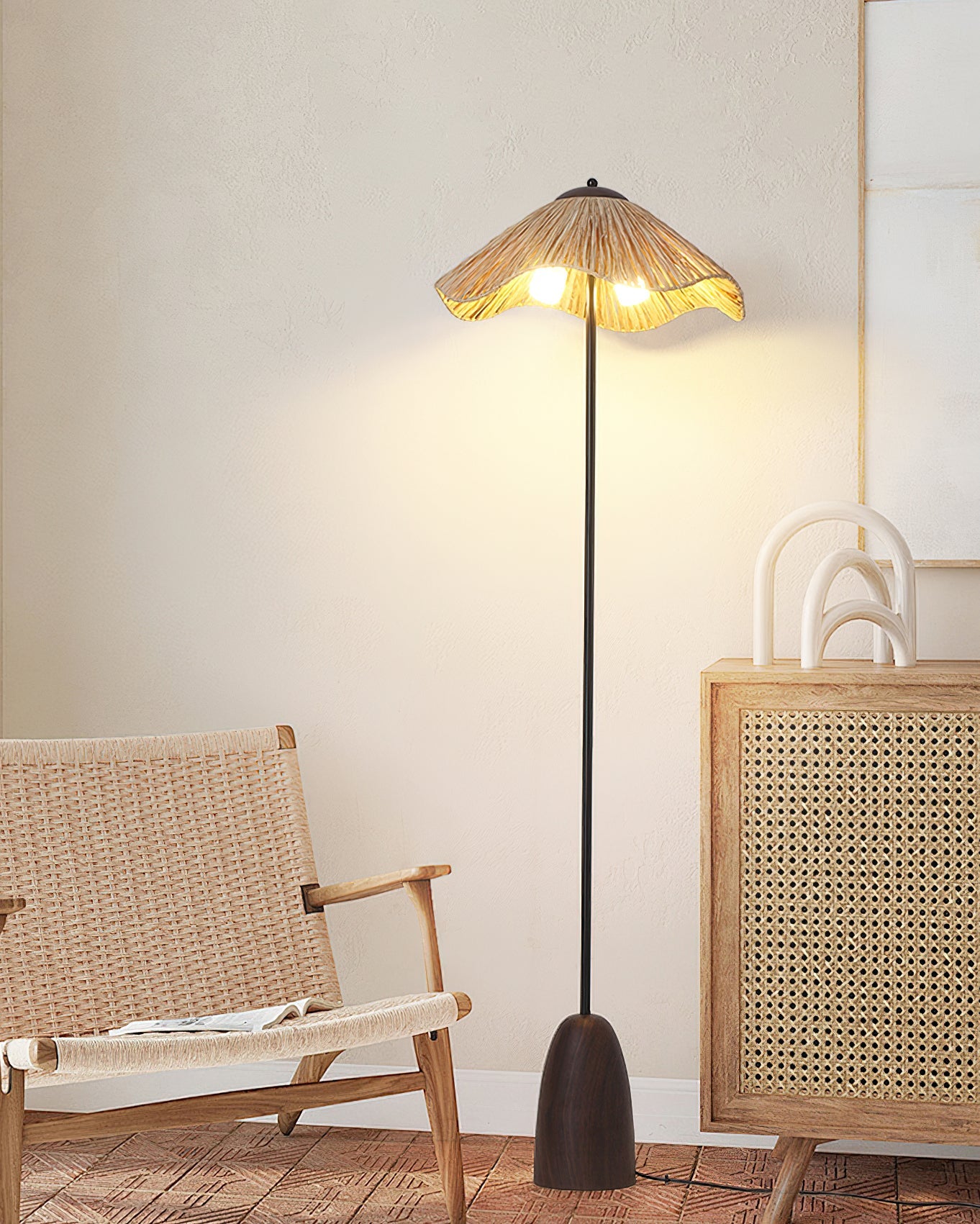 Parasol Rattan Floor Lamp