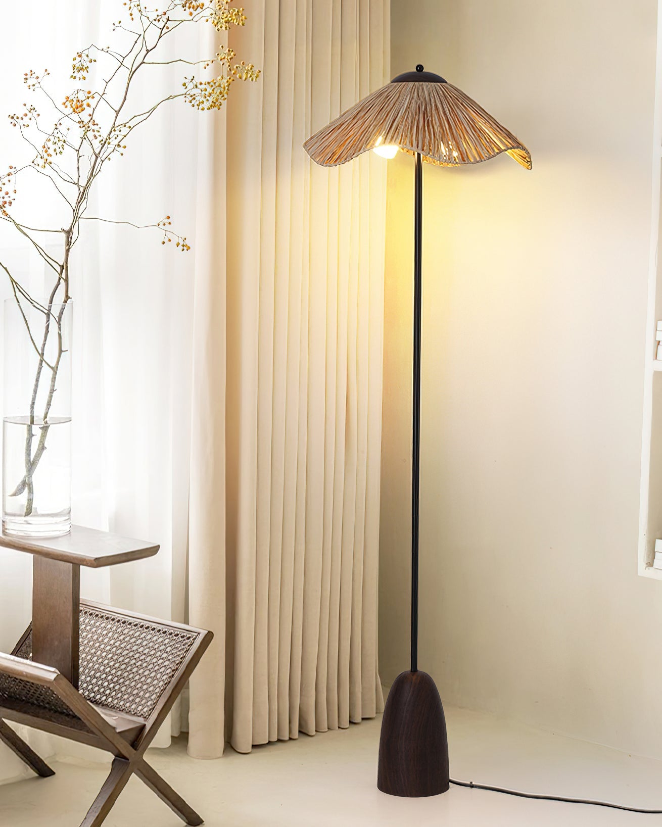 Parasol Rattan Floor Lamp
