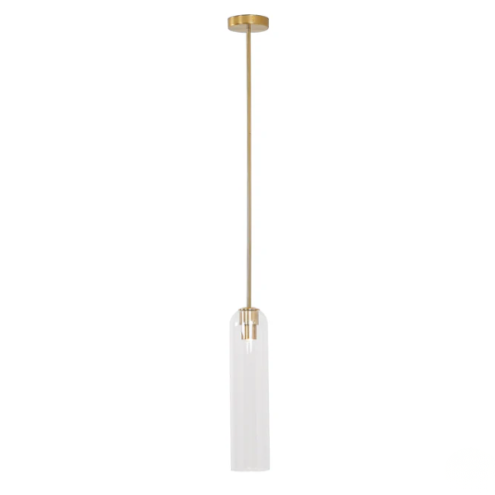 Cylinder Glass Pendant Light with Metal Downrod - Modern Art Deco