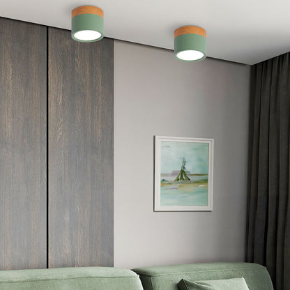 Button Wood Ceiling Light
