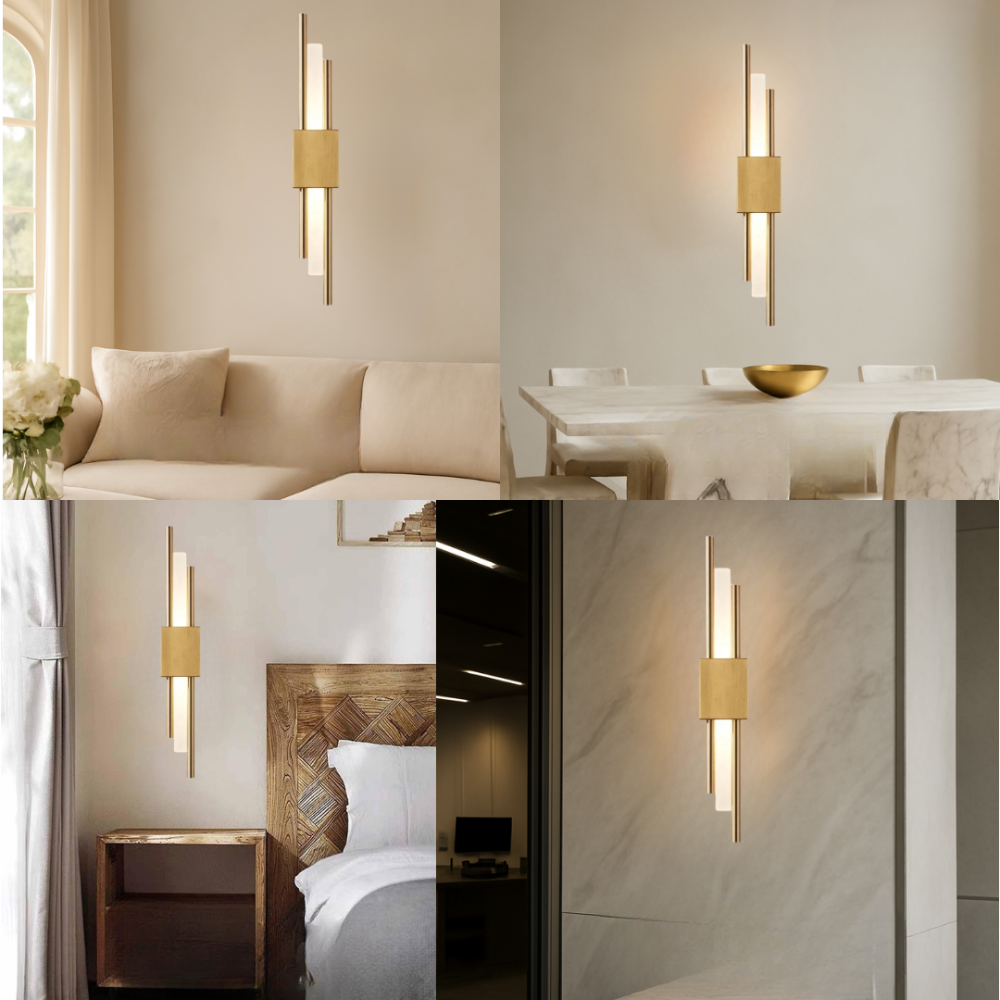 Art Deco Vertical Wall Sconce with Parallel Rods - Modern Style
