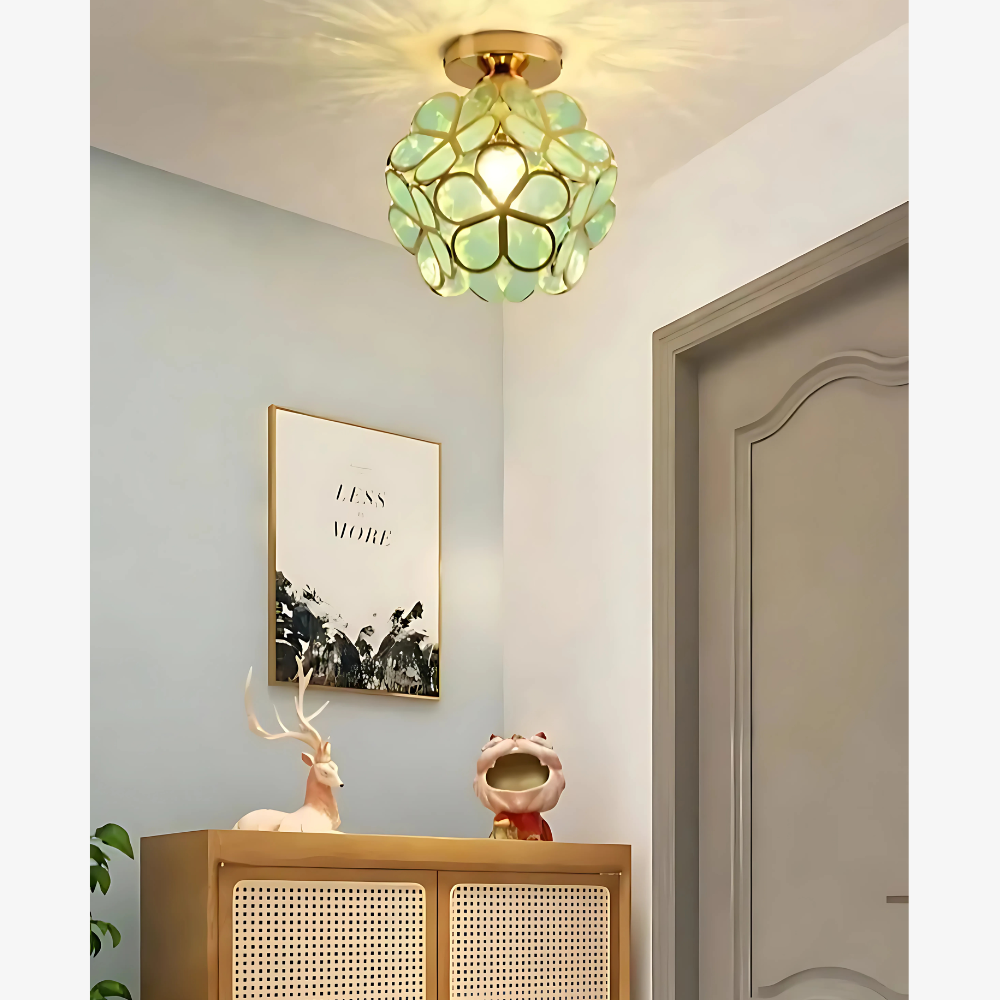 Floral Flush Mount Ceiling Light - Petal Design Acrylic Globe