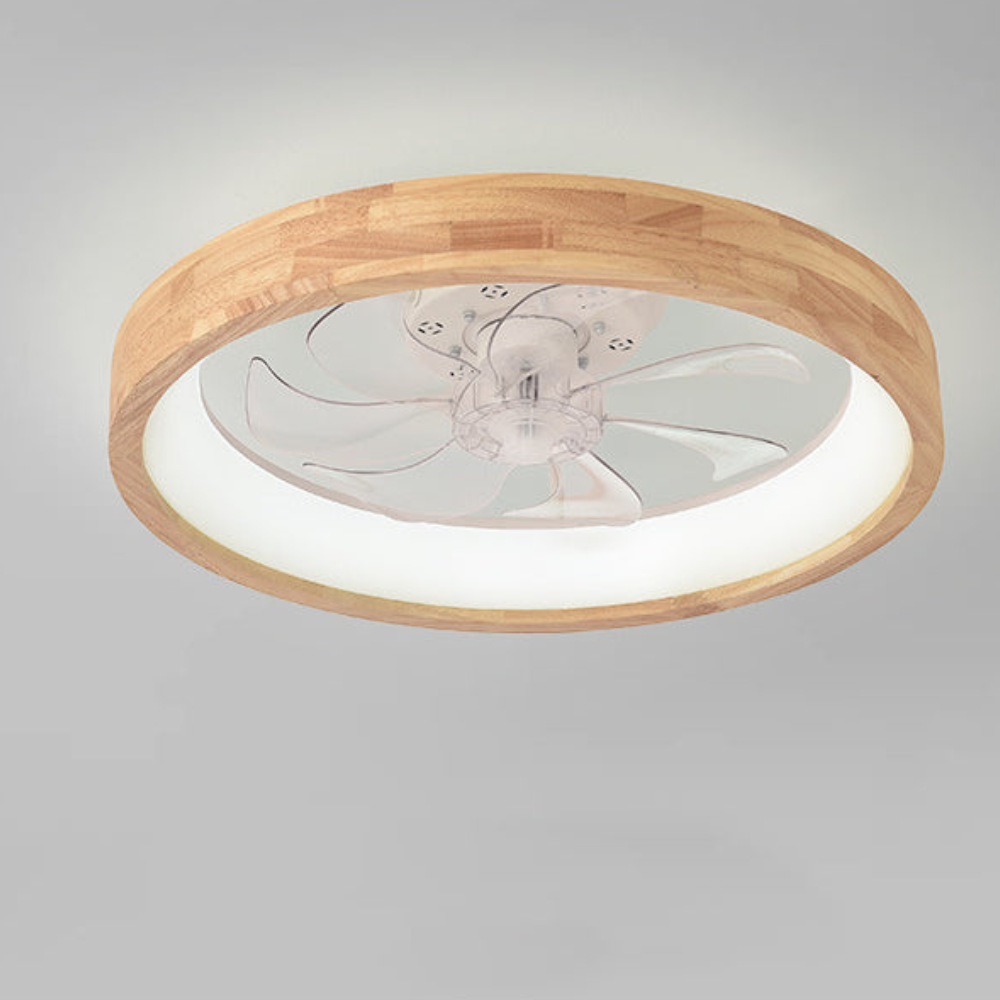 flush mount ceiling fan with light and Hollowed or Solid Wood Frame - Japandi Style