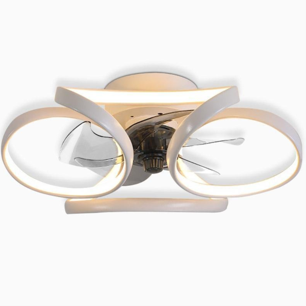 LED Ceiling Fan with Low Profile Flush Mount and Dimmable Light - Minimalist