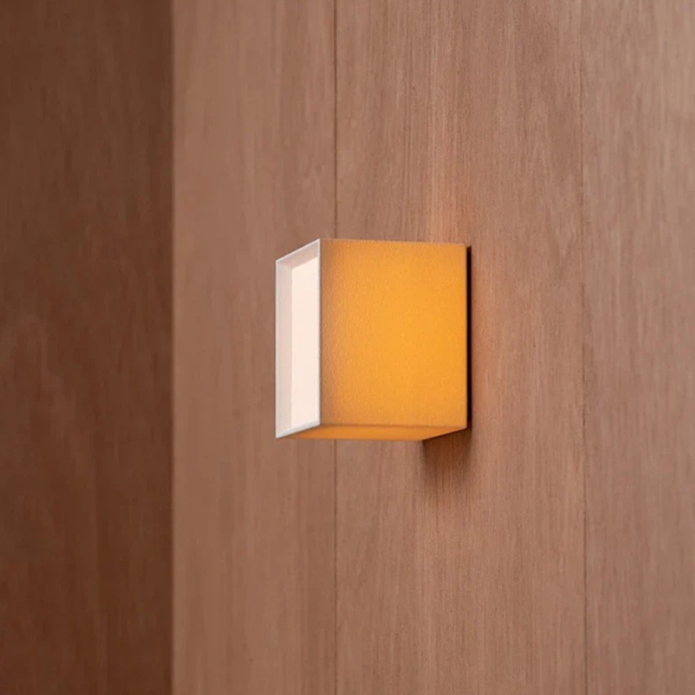 LED Cube Wall Sconce with Fabric Shade - Modern Japandi Style White