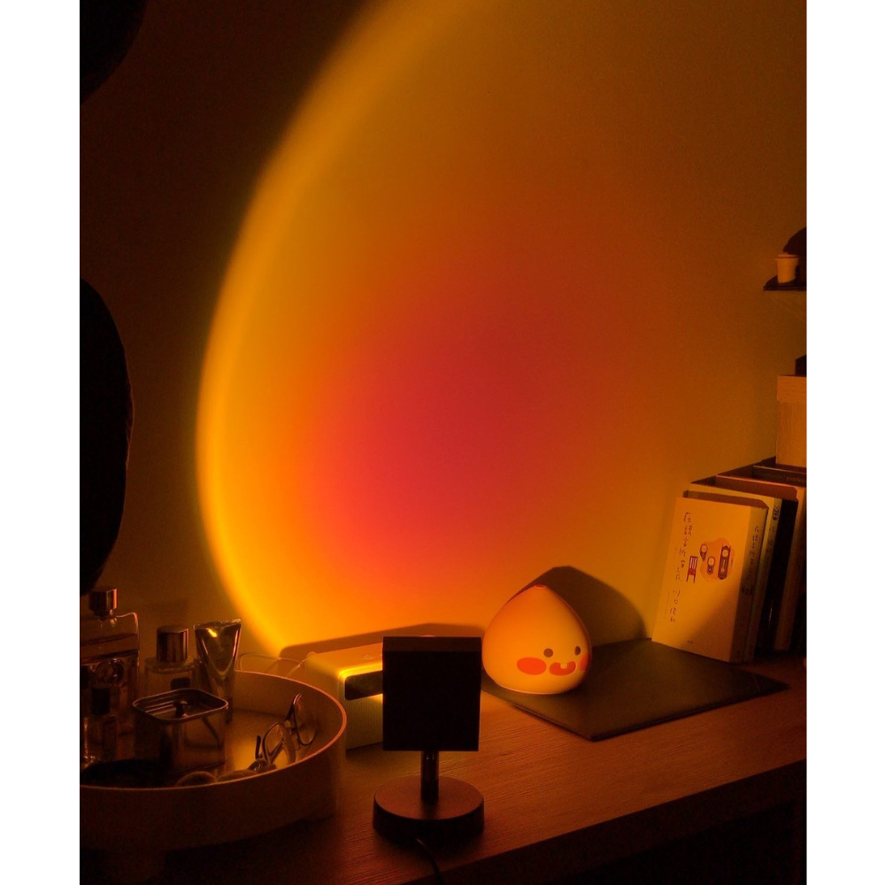 Moderne Sonnenuntergang-Projektorlampe – Architektonisches Halo-Stimmungslicht für Fotografie