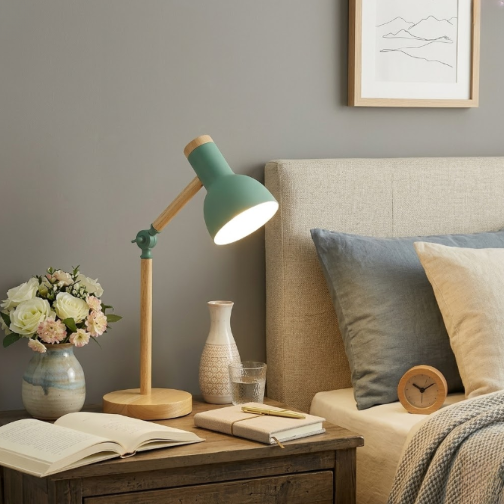 Adjustable Wood Desk Lamp - Modern Scandinavian Task Light