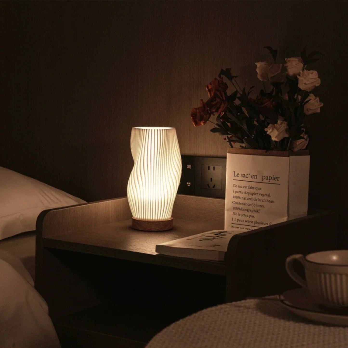 Modern Textured Bedside Vase Lamp