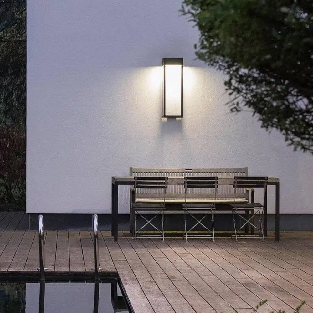 Moderne geometrische Außenwandleuchte – LED lineare rechteckige Laterne
